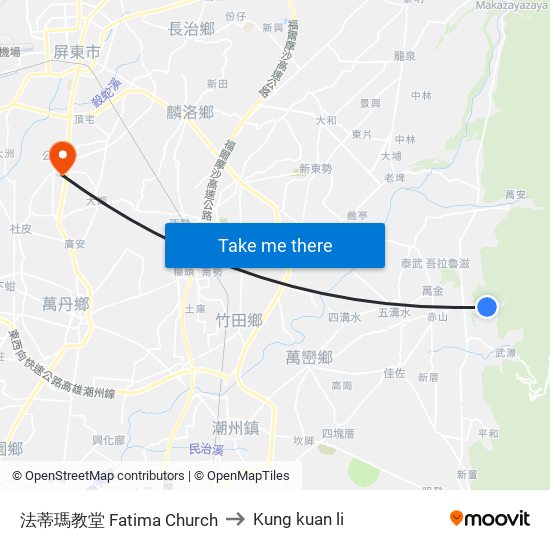 法蒂瑪教堂 Fatima Church to Kung kuan li map