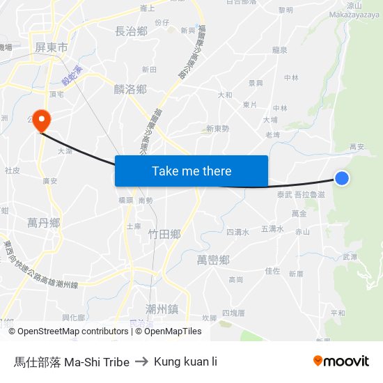 馬仕部落 Ma-Shi Tribe to Kung kuan li map