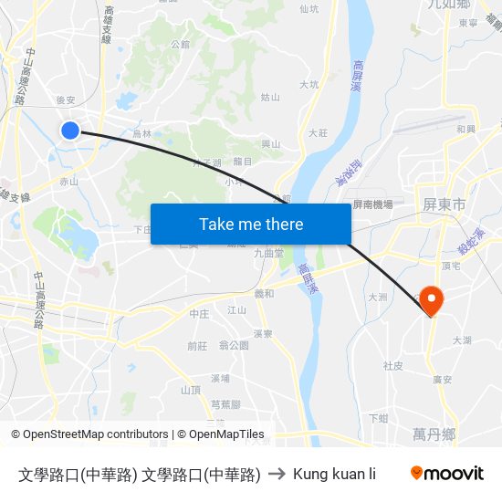 文學路口(中華路) 文學路口(中華路) to Kung kuan li map
