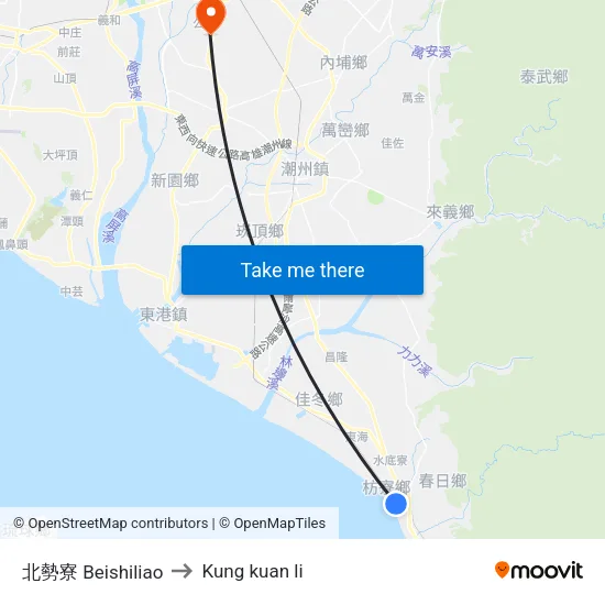 北勢寮 Beishiliao to Kung kuan li map