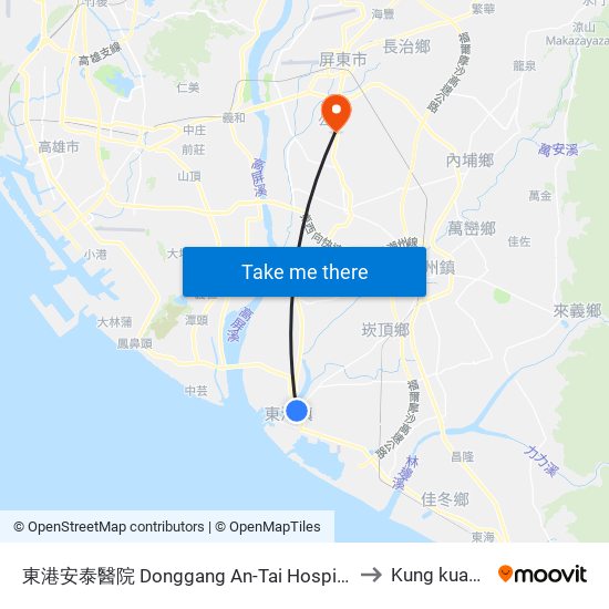 東港安泰醫院 Donggang An-Tai Hospital to Kung kuan li map