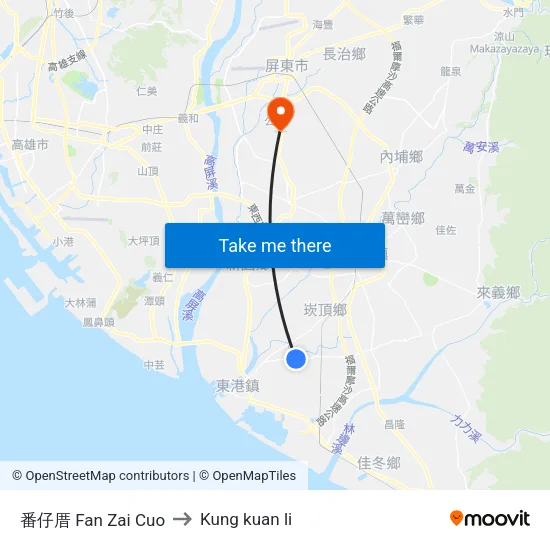 番仔厝 Fan Zai Cuo to Kung kuan li map