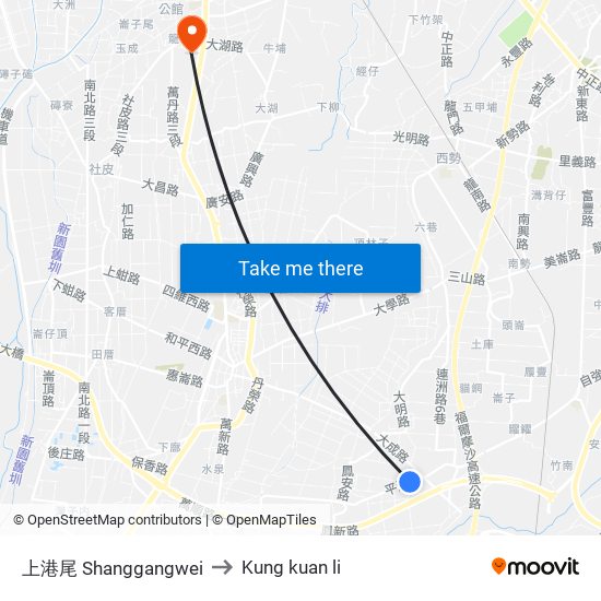 上港尾 Shanggangwei to Kung kuan li map