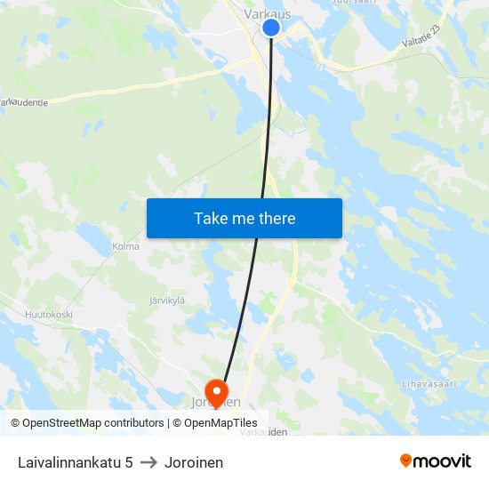 Laivalinnankatu 5 to Joroinen map