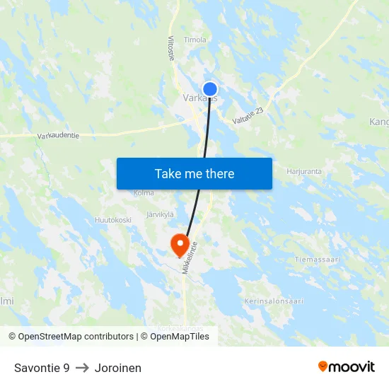 Savontie 9 to Joroinen map