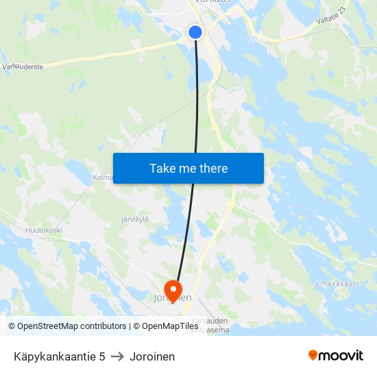 Käpykankaantie 5 to Joroinen map