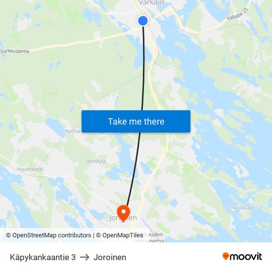 Käpykankaantie 3 to Joroinen map