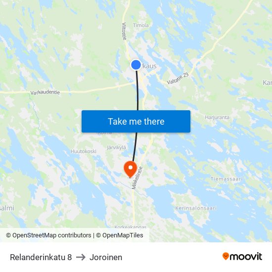 Relanderinkatu 8 to Joroinen map