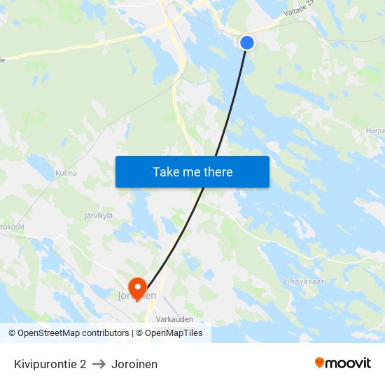 Kivipurontie 2 to Joroinen map