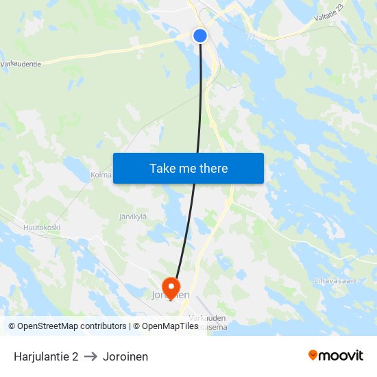 Harjulantie 2 to Joroinen map