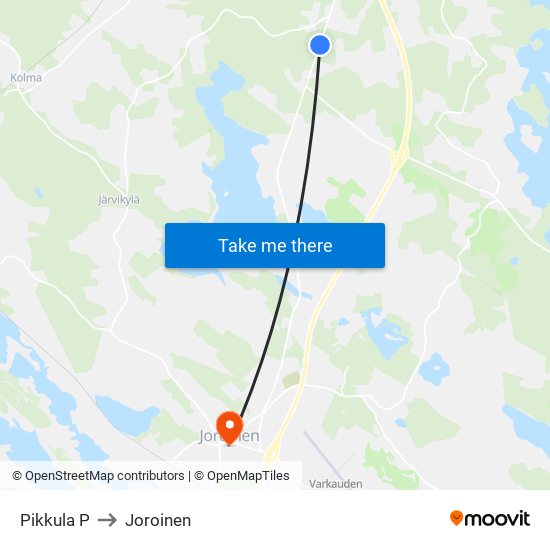 Pikkula P to Joroinen map