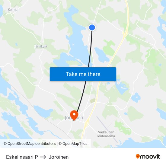 Eskelinsaari P to Joroinen map