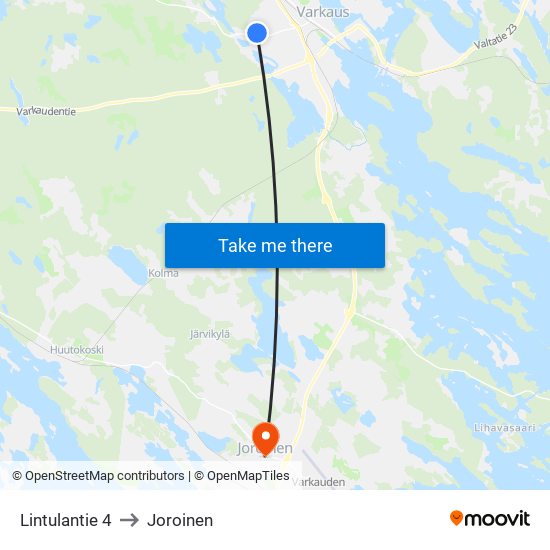 Lintulantie 4 to Joroinen map