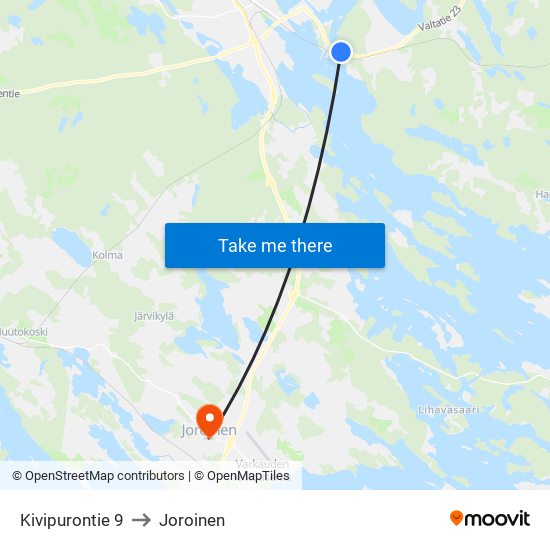 Kivipurontie 9 to Joroinen map