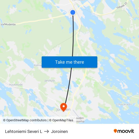 Lehtoniemi Severi L to Joroinen map