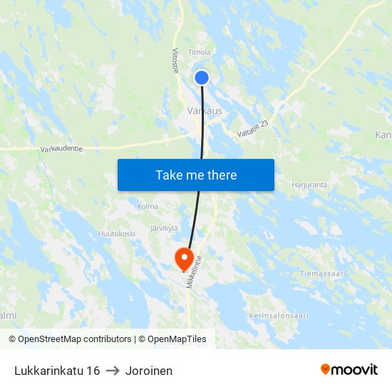 Lukkarinkatu 16 to Joroinen map