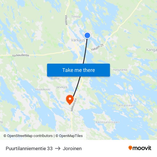 Puurtilanniementie 33 to Joroinen map