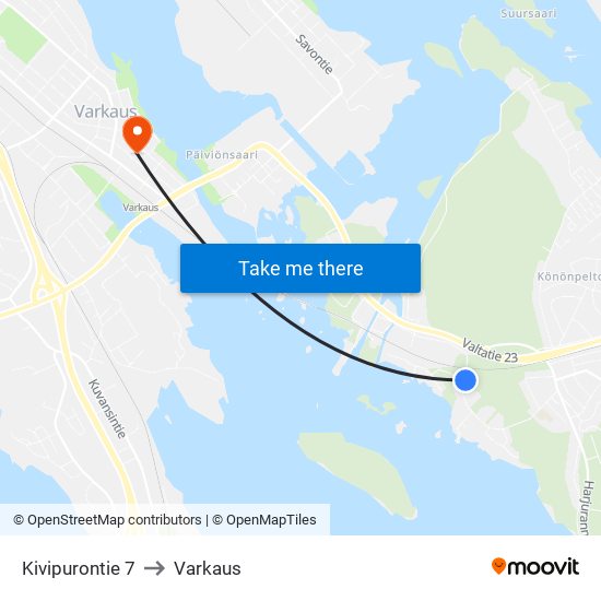 Kivipurontie 7 to Varkaus map
