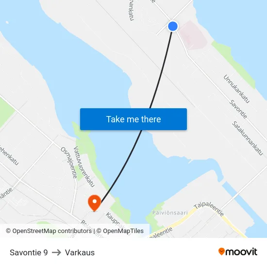 Savontie 9 to Varkaus map