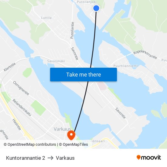 Kuntorannantie 2 to Varkaus map