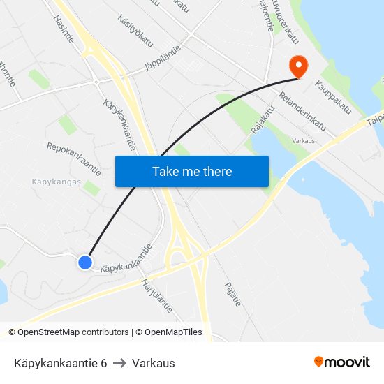 Käpykankaantie 6 to Varkaus map