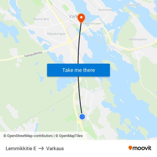 Lemmikkitie E to Varkaus map