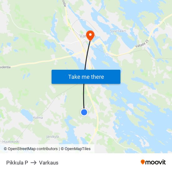 Pikkula P to Varkaus map