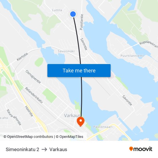 Simeoninkatu 2 to Varkaus map