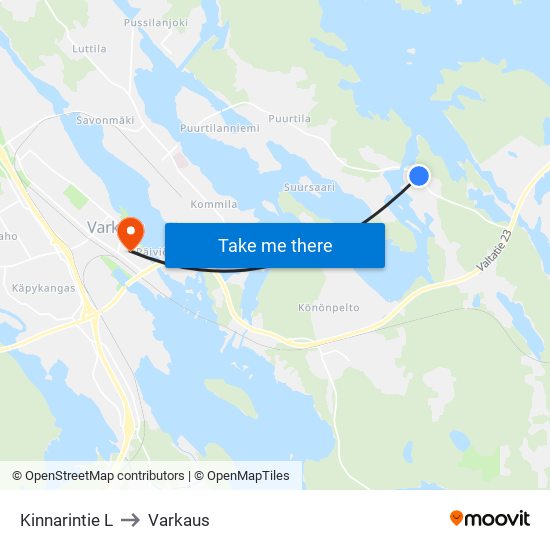 Kinnarintie L to Varkaus map