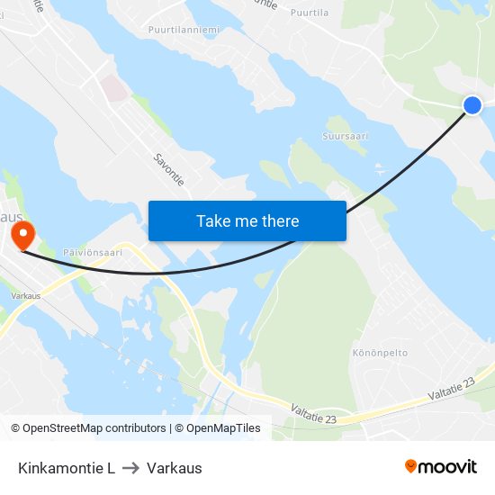 Kinkamontie L to Varkaus map
