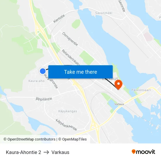Kaura-Ahontie 2 to Varkaus map