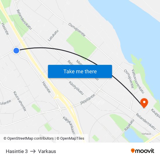 Hasintie 3 to Varkaus map