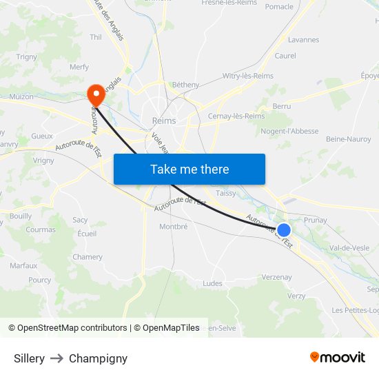 Sillery to Champigny map