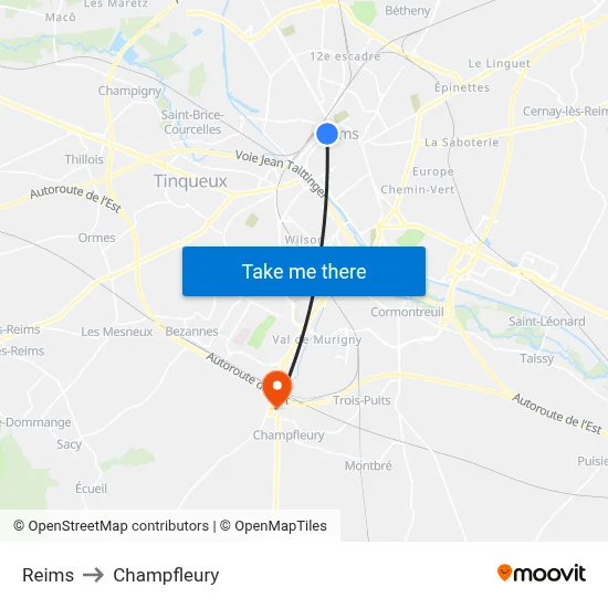 Reims to Champfleury map