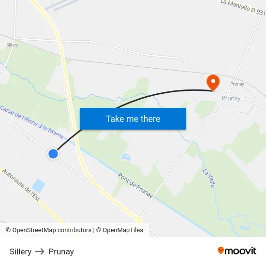 Sillery to Prunay map