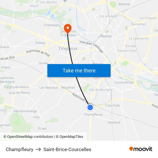 Champfleury to Saint-Brice-Courcelles map