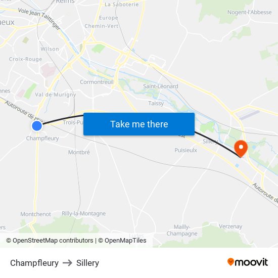 Champfleury to Sillery map