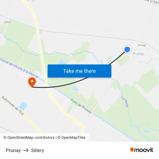 Prunay to Sillery map