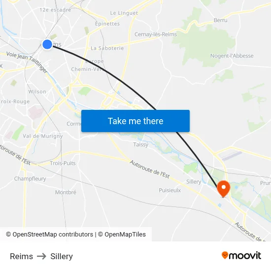 Reims to Sillery map