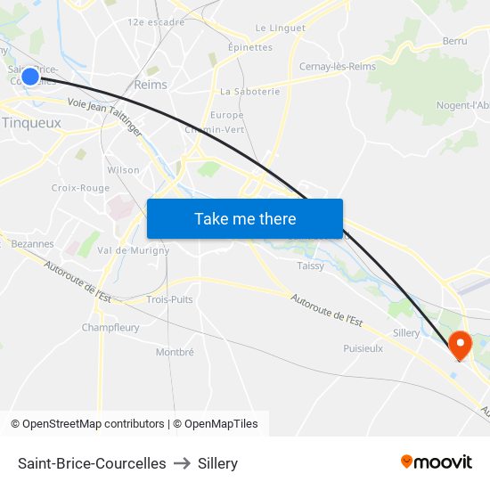 Saint-Brice-Courcelles to Sillery map