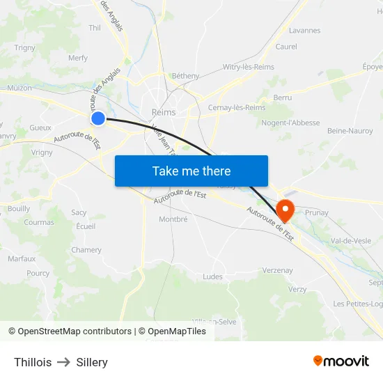 Thillois to Sillery map