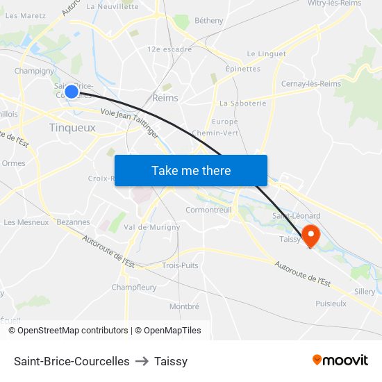 Saint-Brice-Courcelles to Taissy map