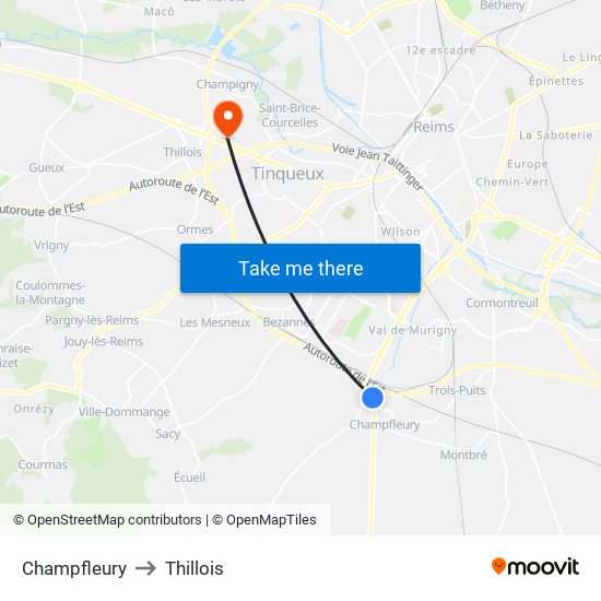 Champfleury to Thillois map