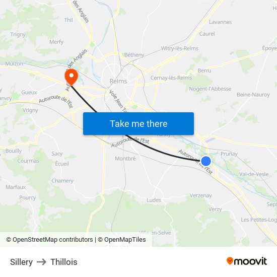 Sillery to Thillois map