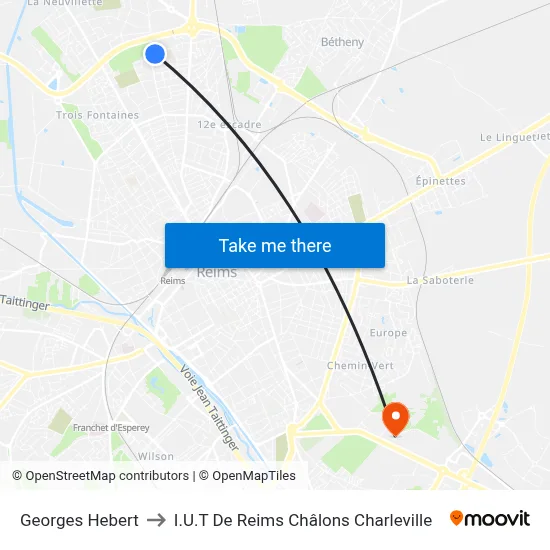 Georges Hebert to I.U.T De Reims Châlons Charleville map