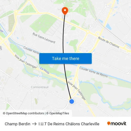Champ Berdin to I.U.T De Reims Châlons Charleville map