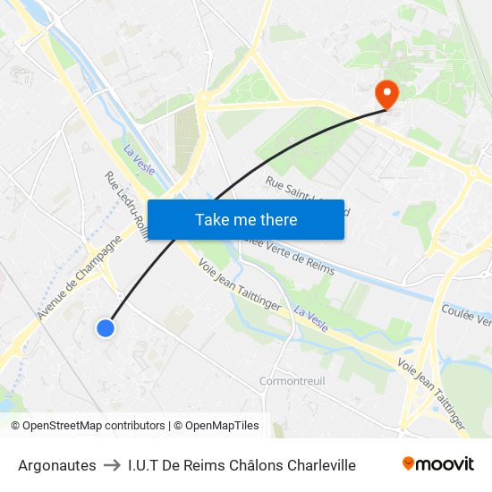 Argonautes to I.U.T De Reims Châlons Charleville map