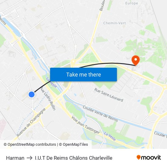 Harman to I.U.T De Reims Châlons Charleville map