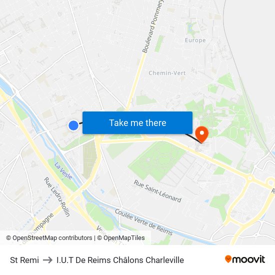St Remi to I.U.T De Reims Châlons Charleville map