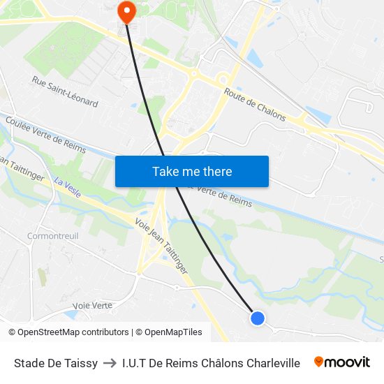Stade De Taissy to I.U.T De Reims Châlons Charleville map